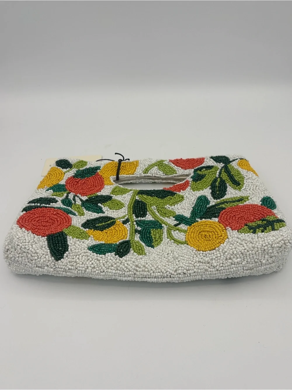 Sincerely Jules Citrus Fruit Beaded Clutch - White, Orange & Yellow